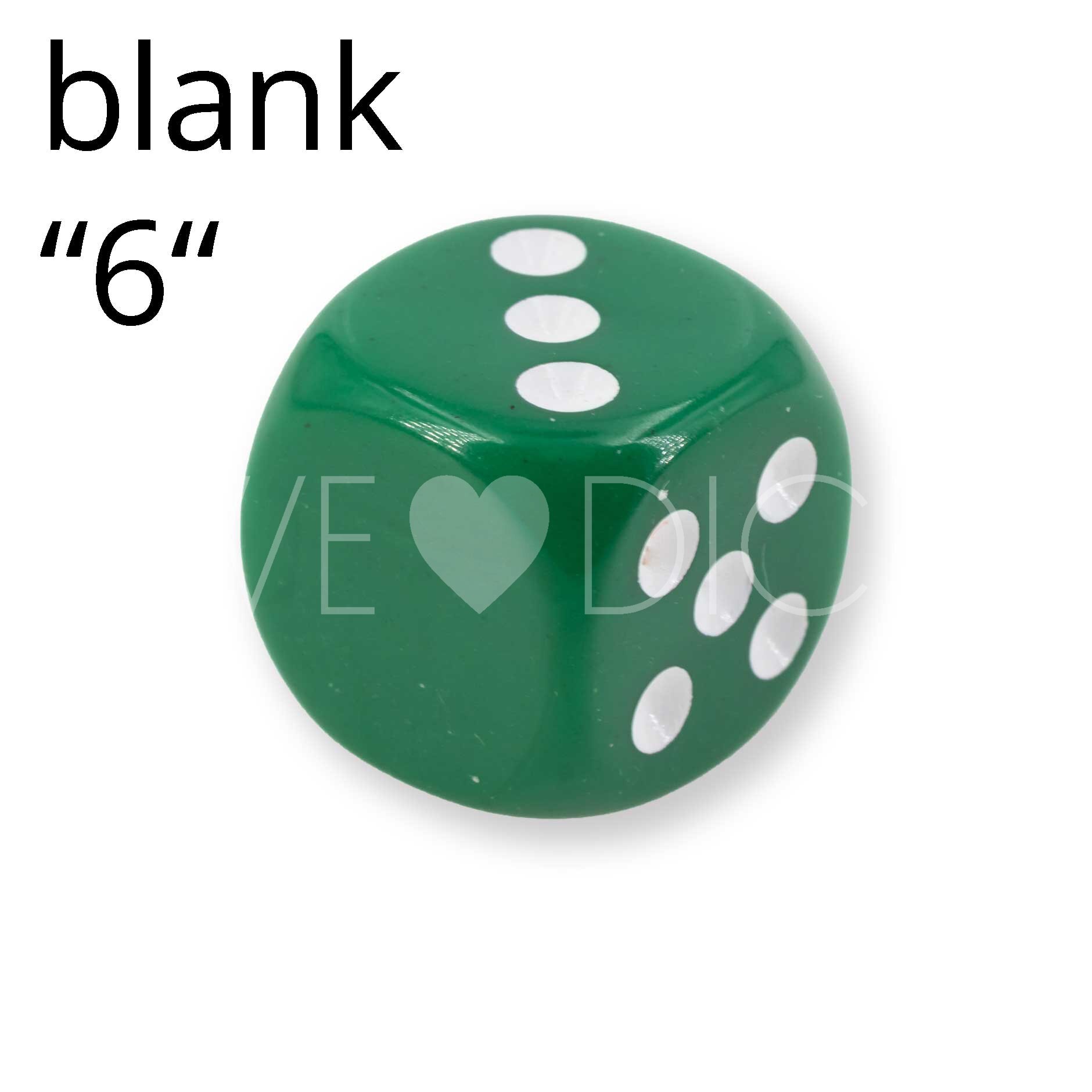 16mm Würfel in dunkelgrün / weiß Satt ohne "6"