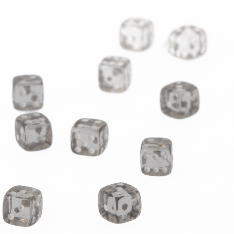 5mm Würfel in grau / weiß Transparent