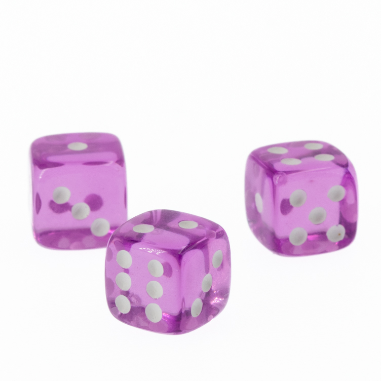 5mm Würfel in flieder / weiß Transparent