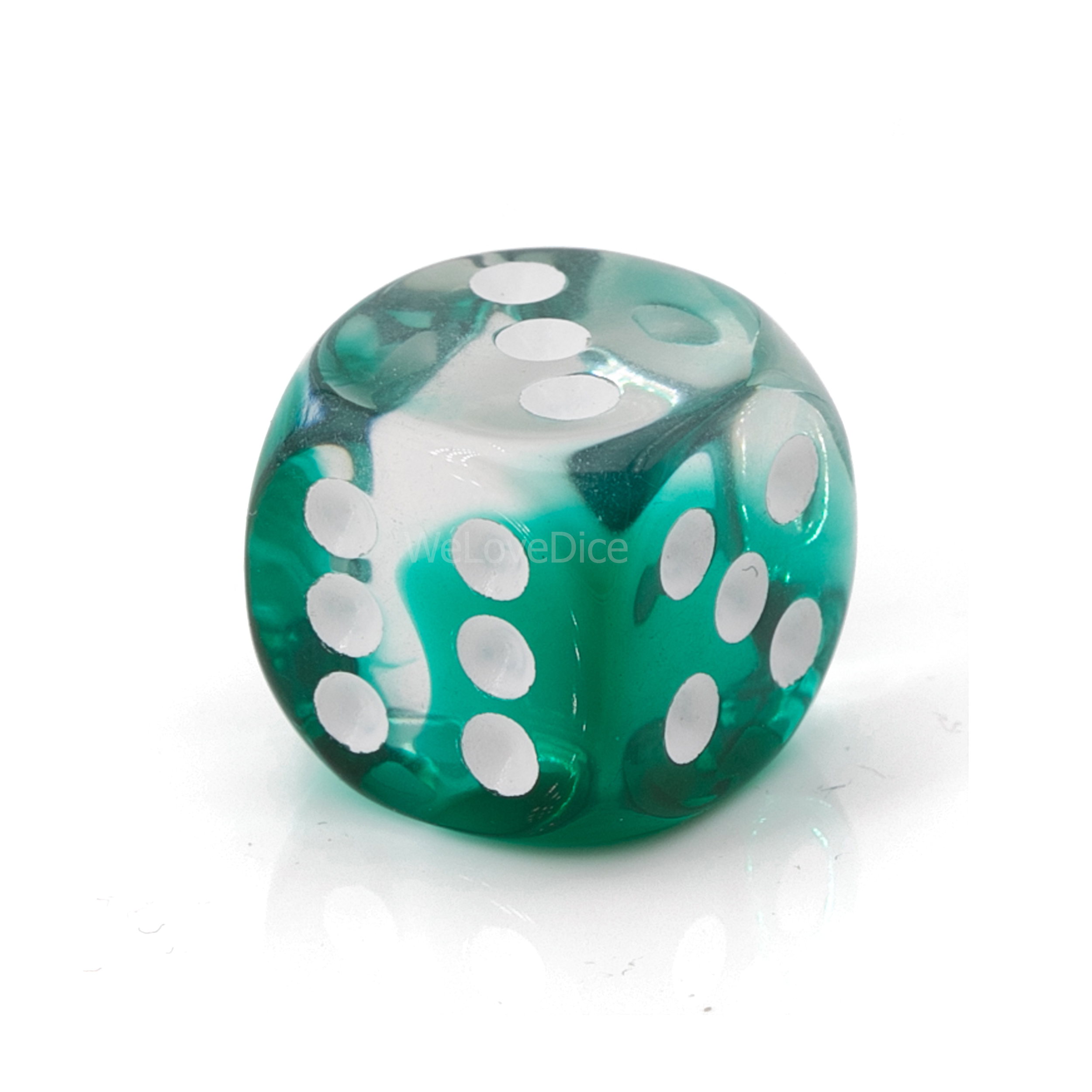 16mm Würfel in kristall grün  / weiß 2-Ton