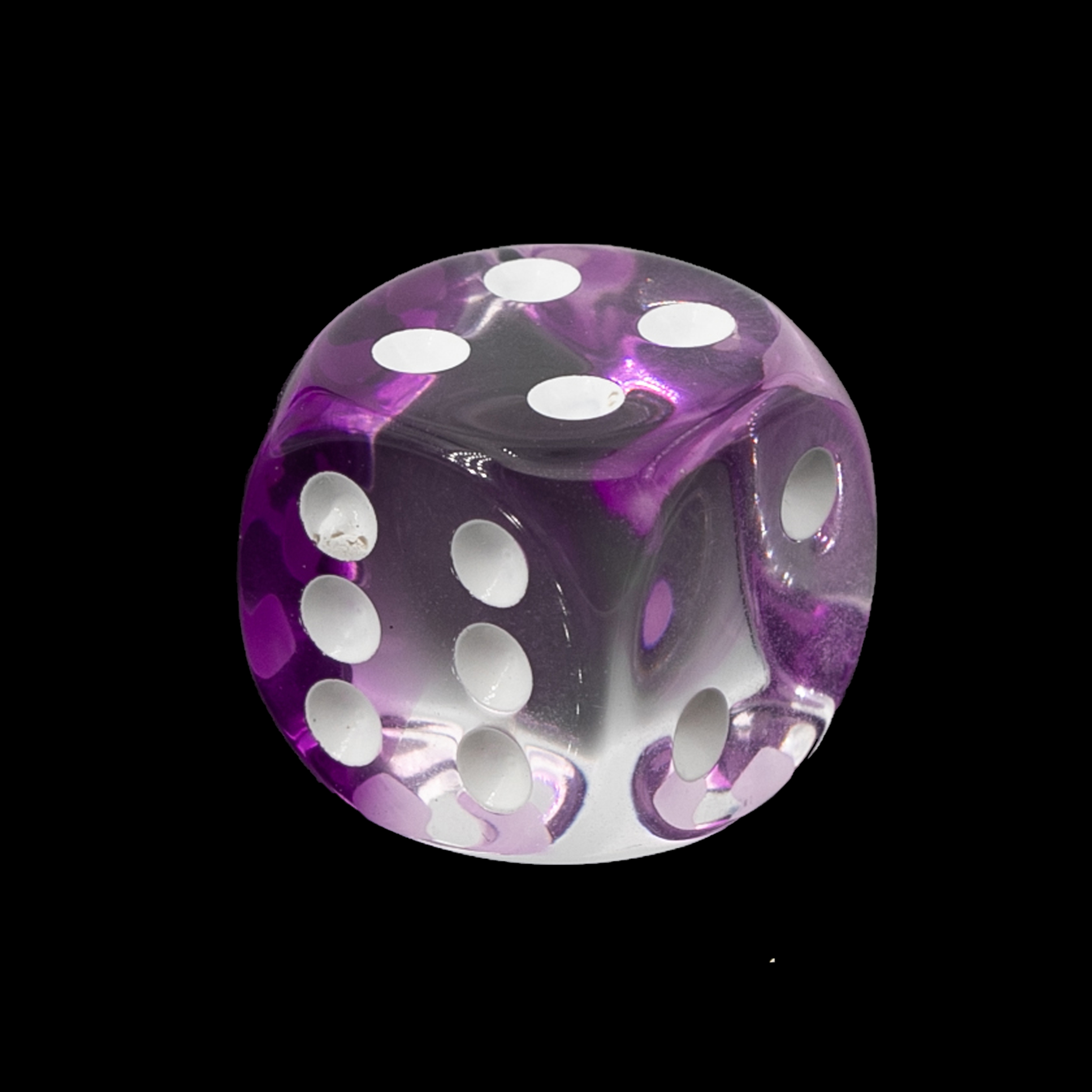 16mm Würfel in kristall lila / weiß 2-Ton