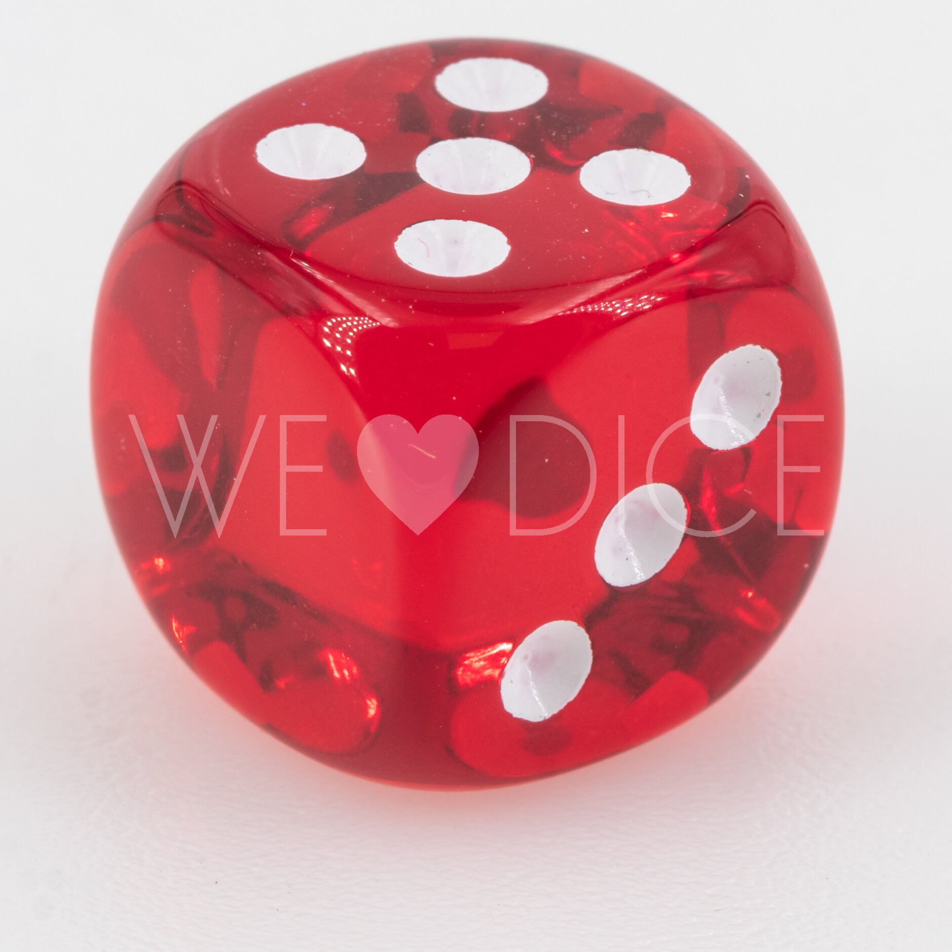 16mm Würfel in rot transparent / weiß Transparent ohne "1"