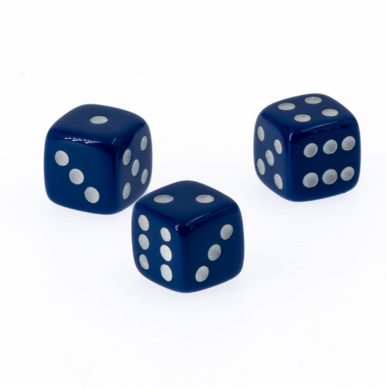 5mm Würfel in dunkelblau / weiß Satt