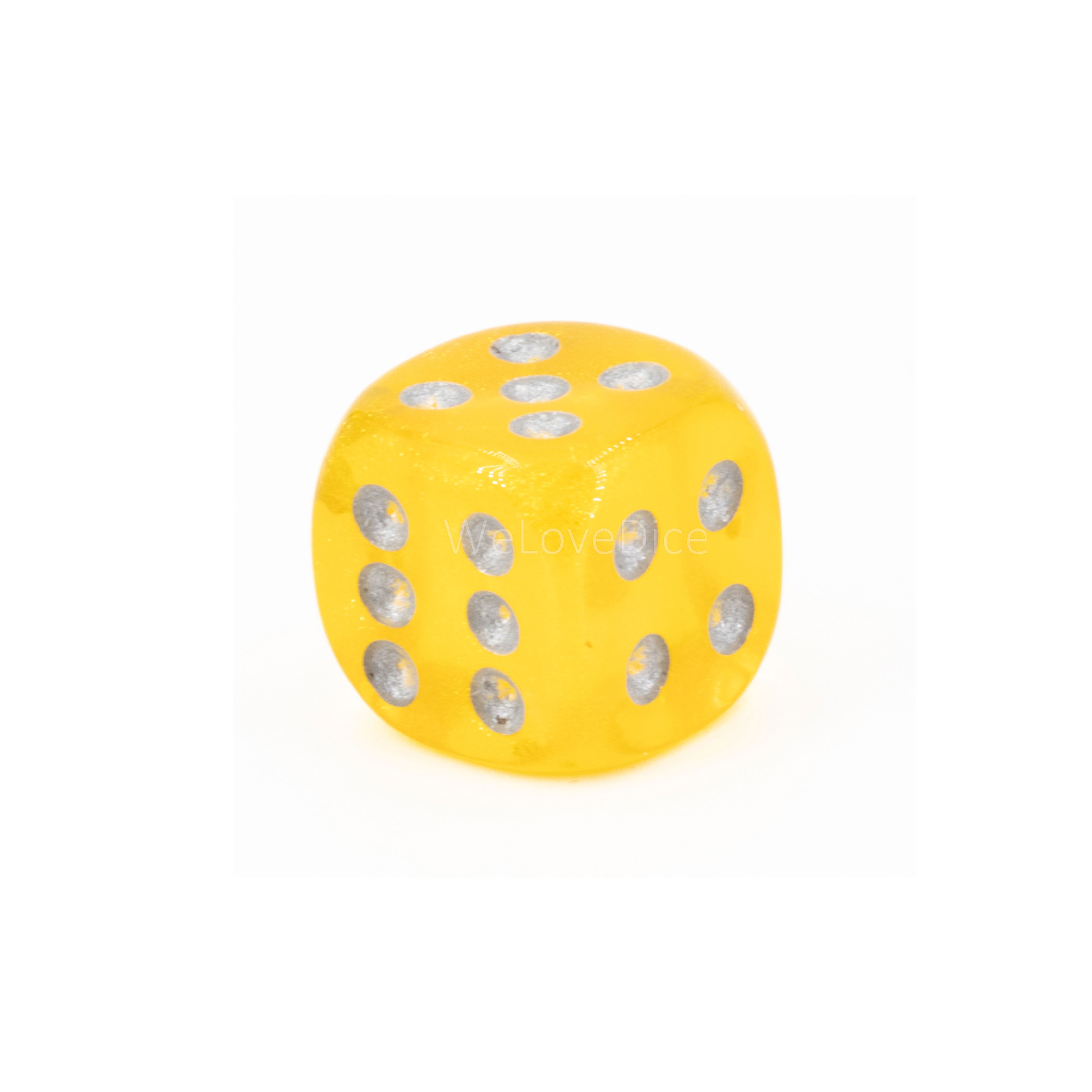 12mm Würfel in glitzer gelb / silber Transparent