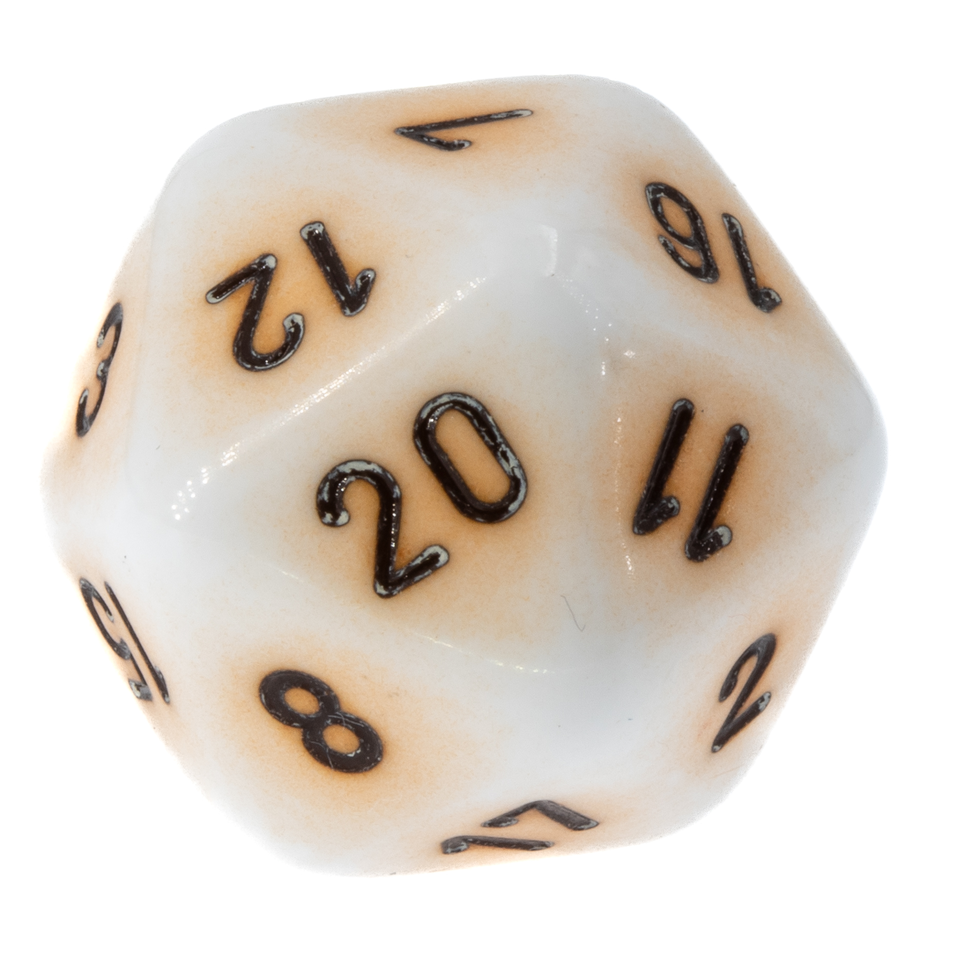 W20 Würfel in orange / schwarz Satt