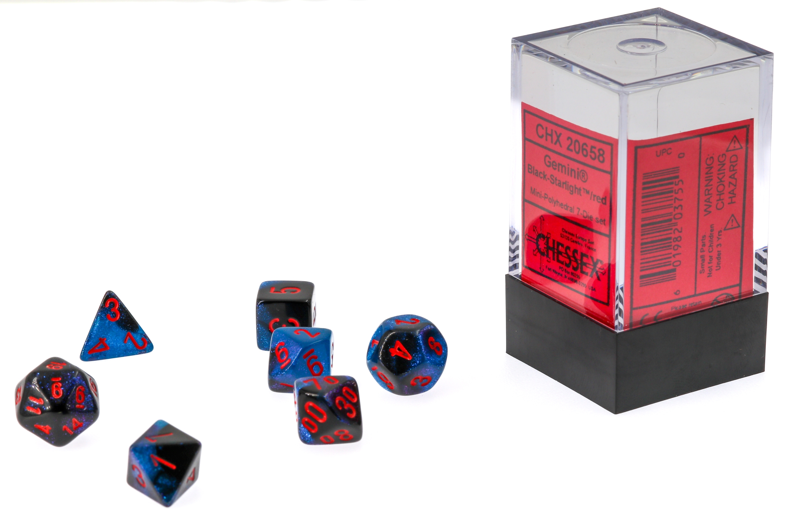 Mini-hedral Gemini® Polyhedral Schwarz-Starlight / rot 7-Würfel Set