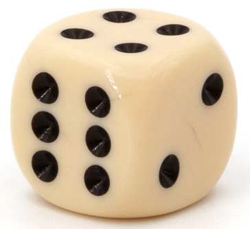 50mm Würfel in elfenbein / schwarz Satt