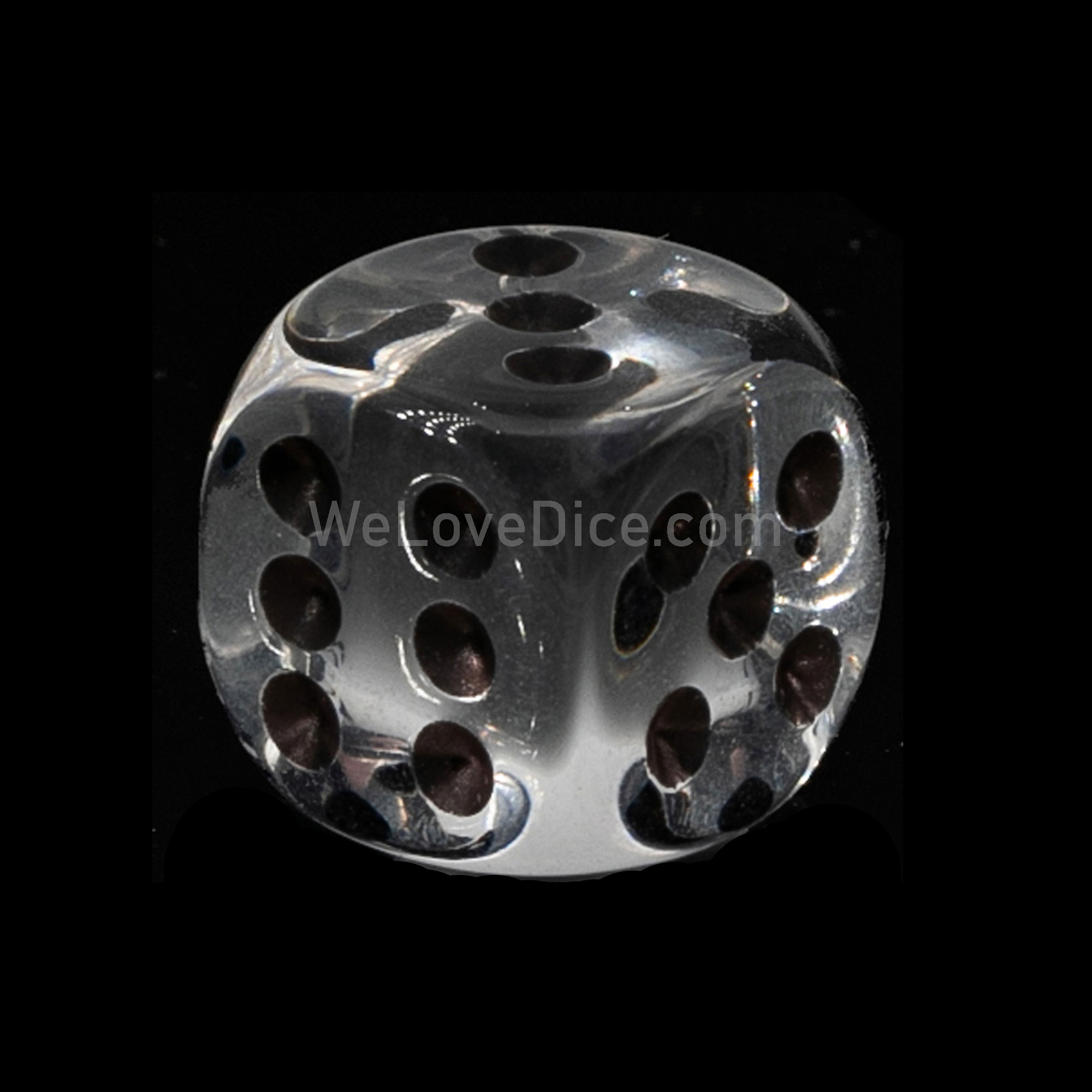 18mm Würfel in glasklar transparent / schwarz Transparent