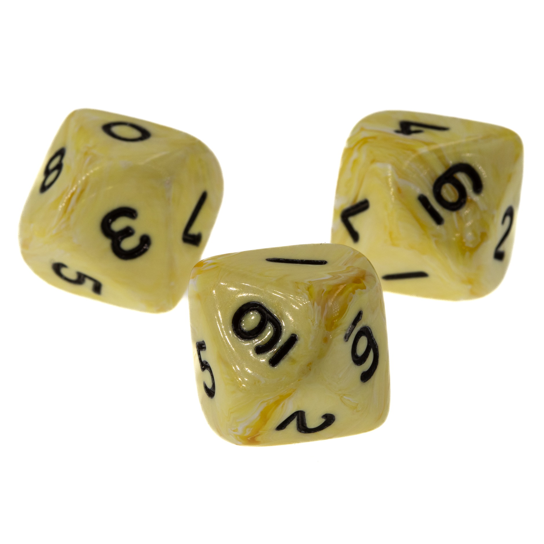 W10 Würfel in neon gelb / schwarz Marmor