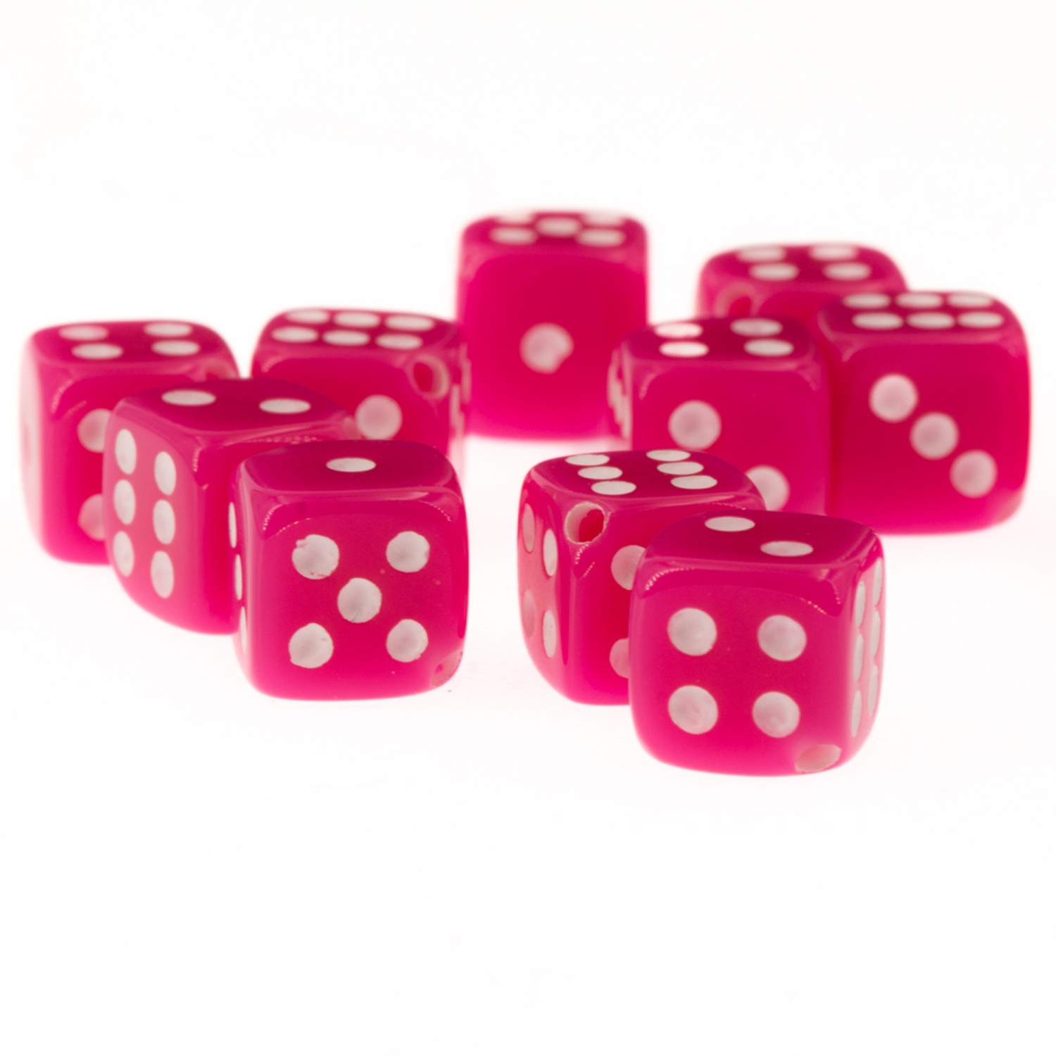 8mm Würfelperle  - rosa / weiß  Satt, 