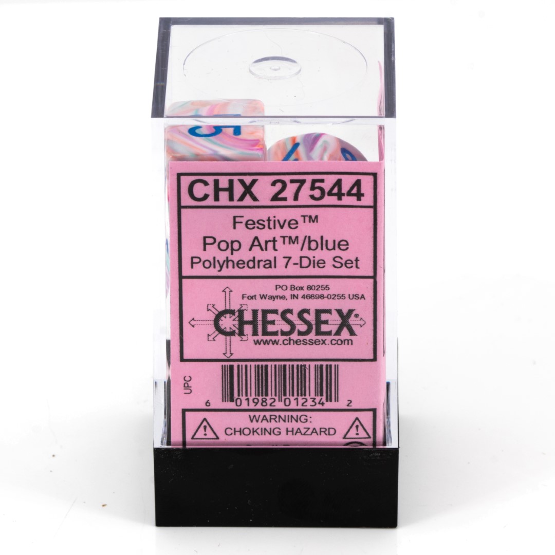 Festive® Polyhedral Pop Art / blau 7-Würfel Set