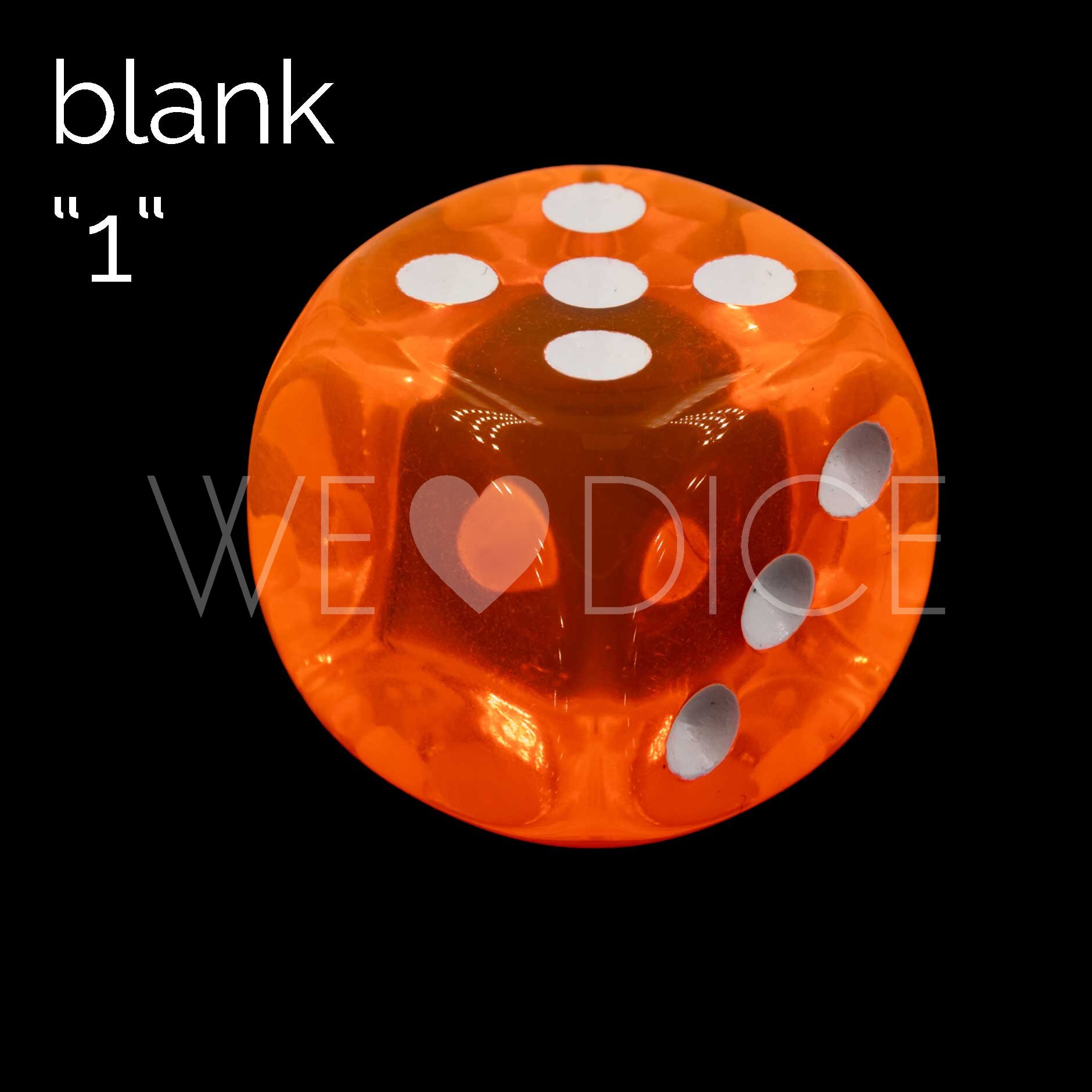 16mm Würfel in neon orange / weiß Transparent ohne "1"