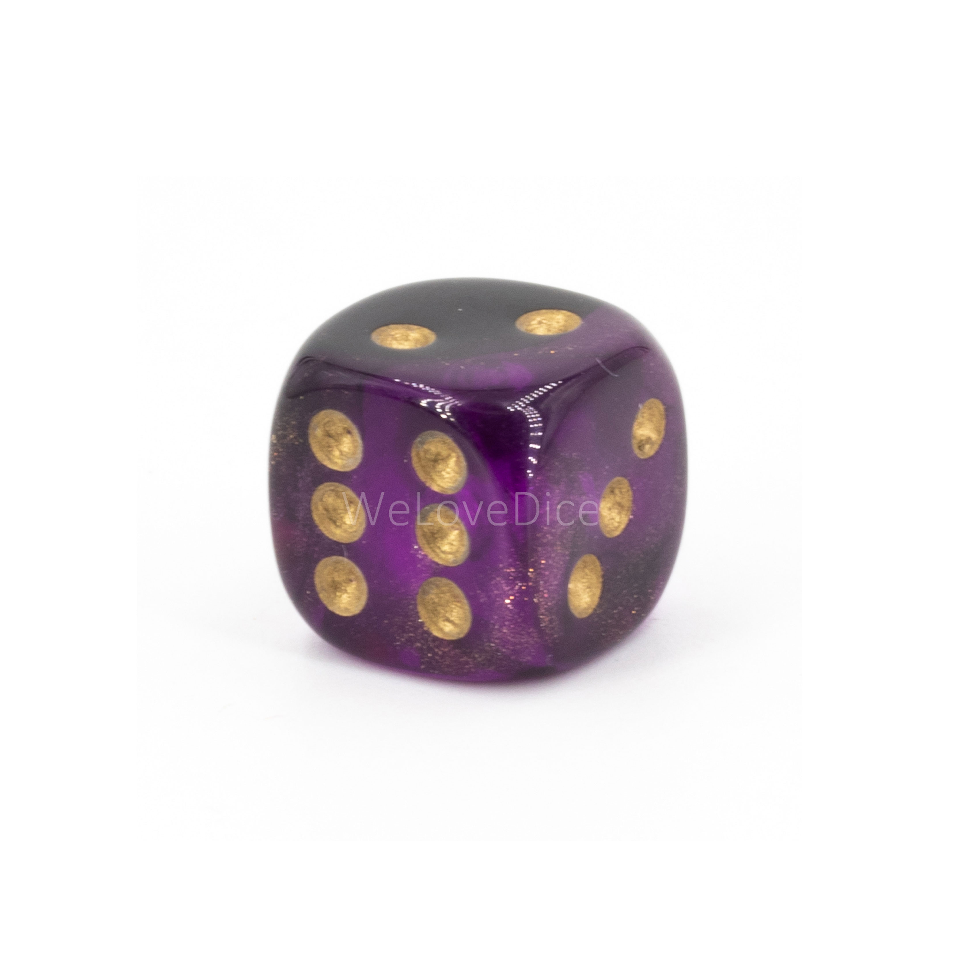 12mm Würfel in glitzer lila schwarz / gold 2-Ton