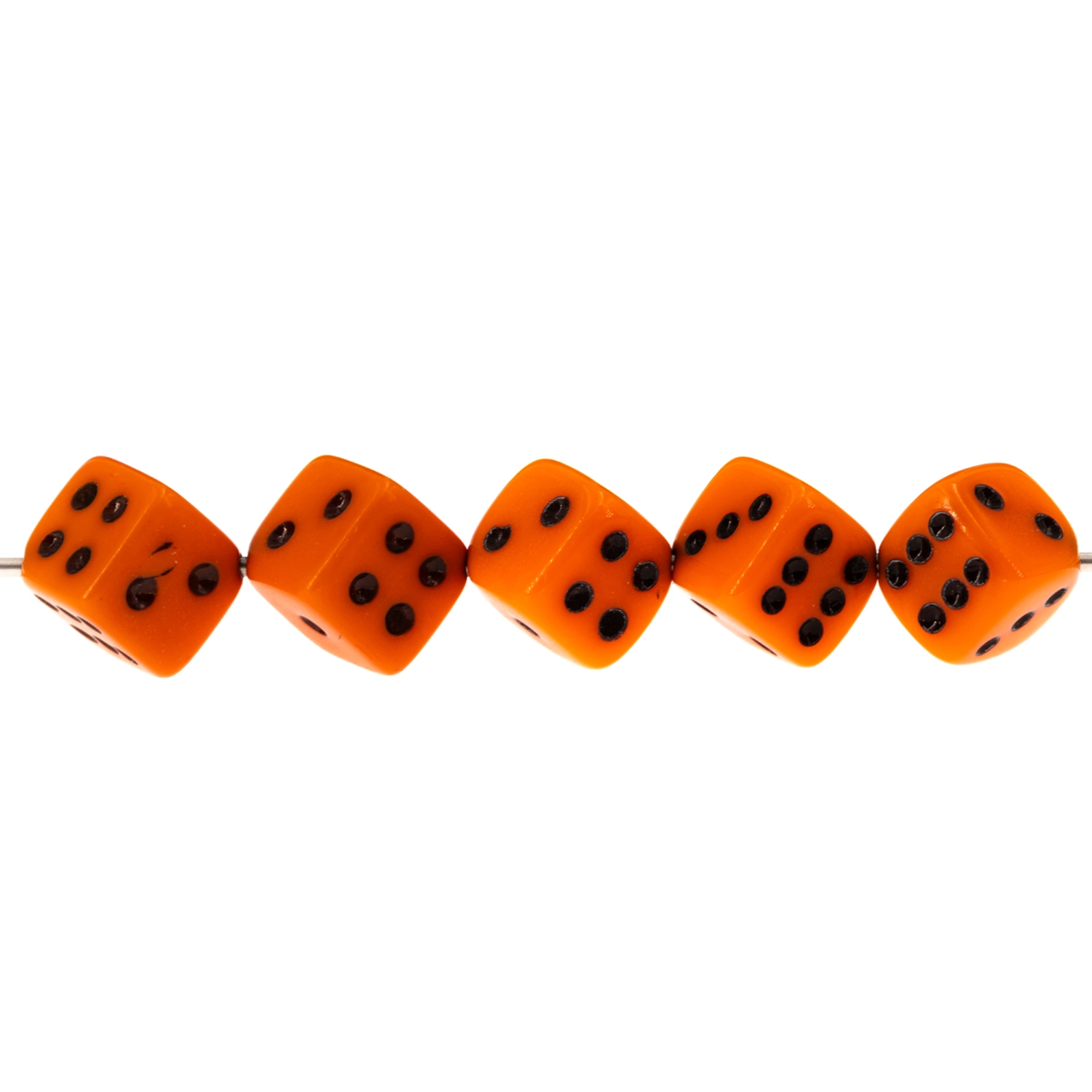 8mm Würfelperle  - orange / schwarz  Satt, 
