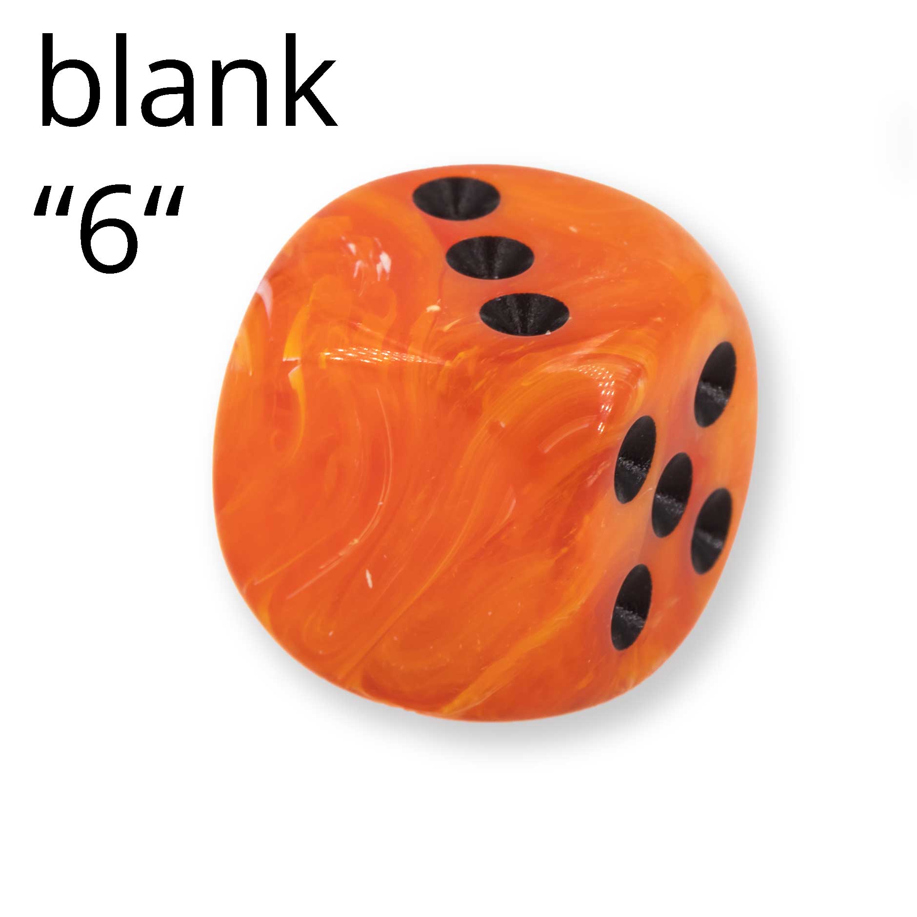 16mm Würfel in kürbis orange / schwarz Marmor ohne "6"