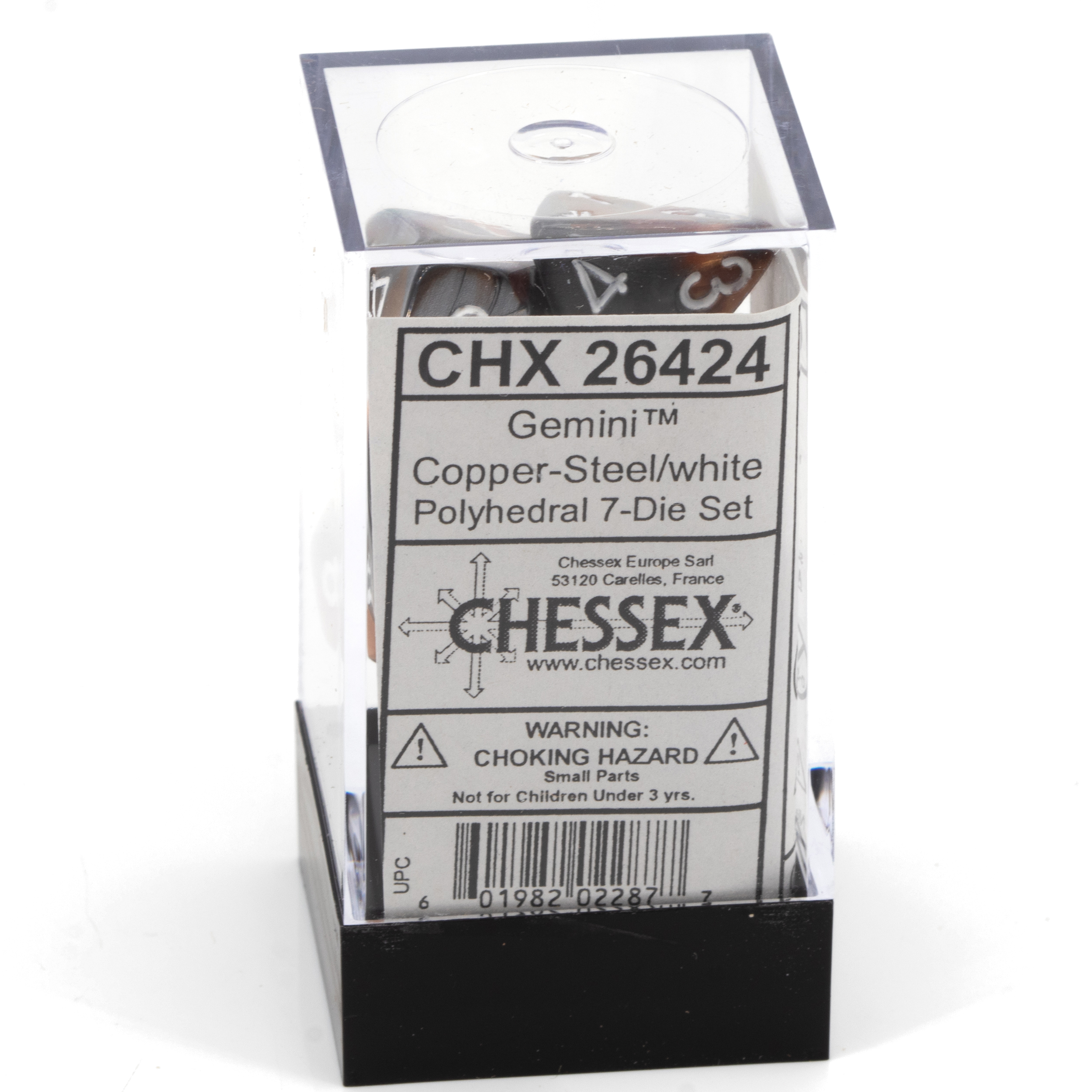 Gemini® Polyhedral Kupfer-Stahl / weiß 7-Würfel Set