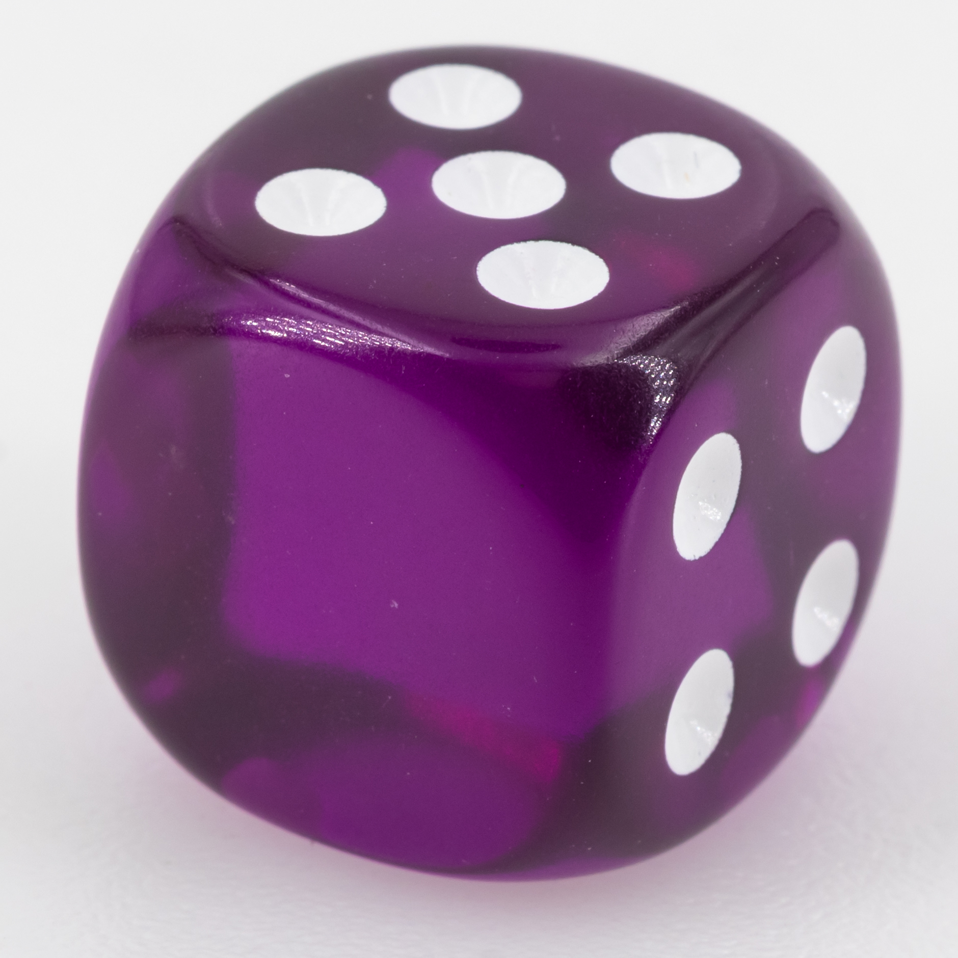 16mm Würfel in Lila / weiß Transparent ohne "6"