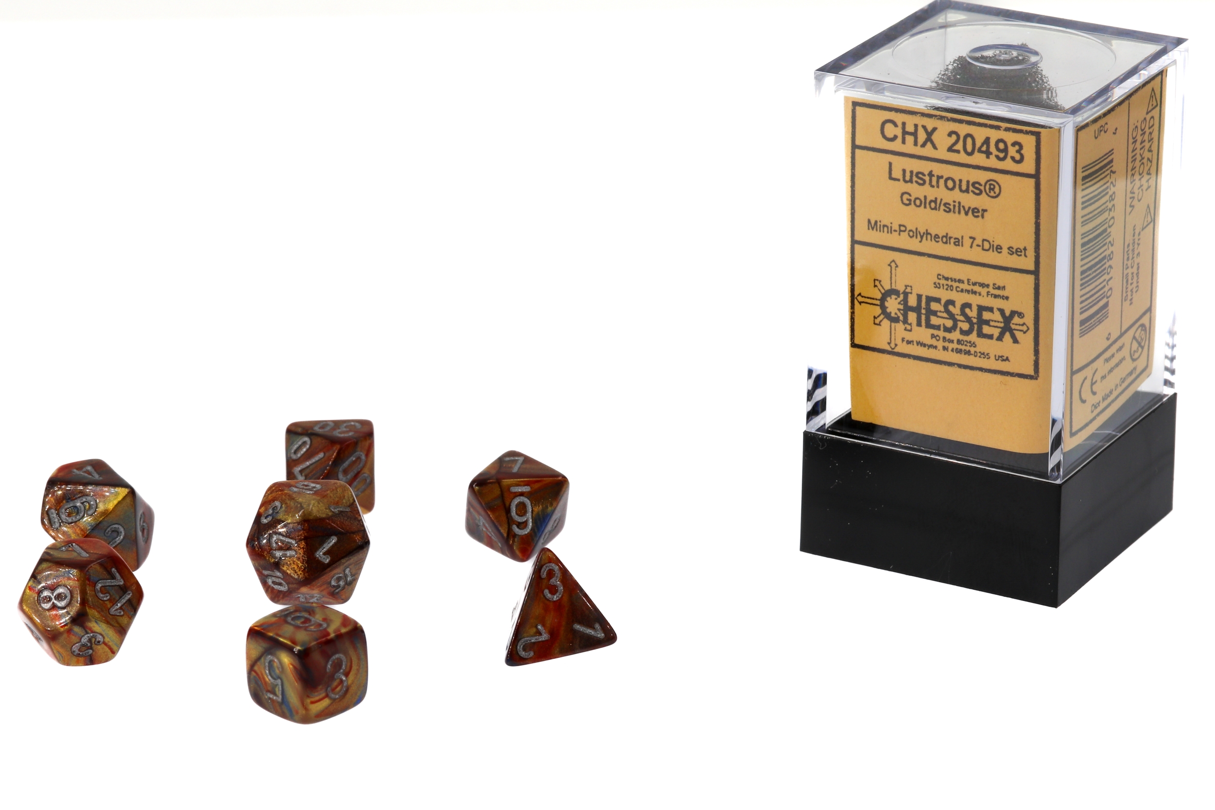 Mini-hedral Lustrous  Polyhedral Gold / silber 7-Würfel Set