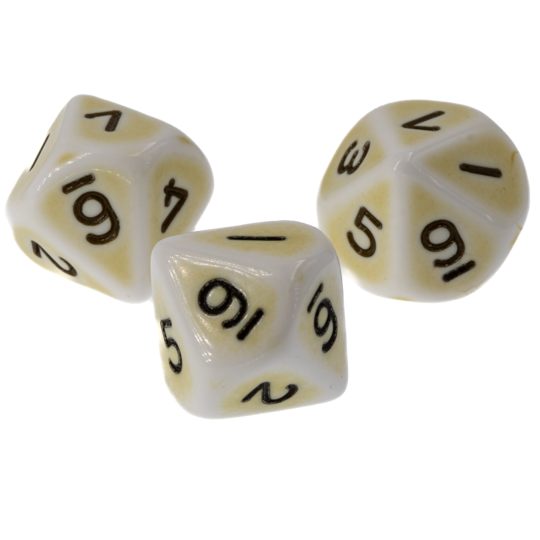 W10 Würfel in gelb / schwarz Porzellan 