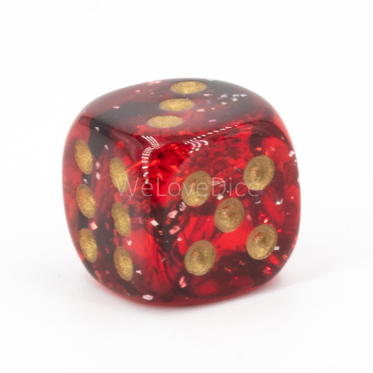 12mm Würfel in glitter blutrot / gold Marmor