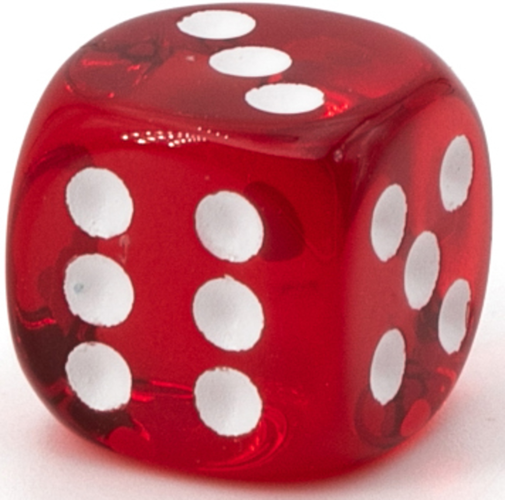 14mm Würfel in rot transparent / weiß Transparent