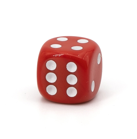 14mm Würfel in rot / weiß Satt