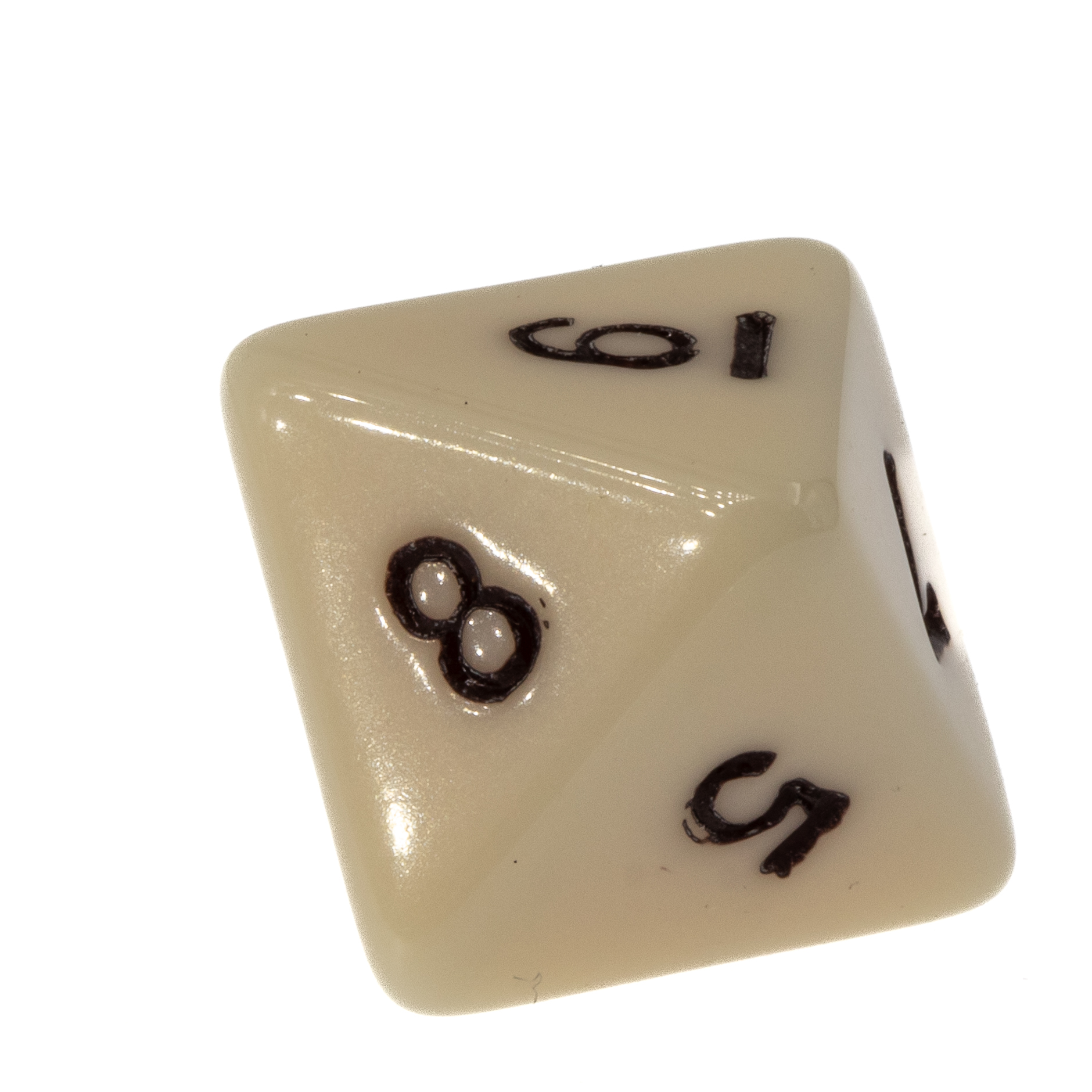 W8 dice in elfenbein / schwarz Satt