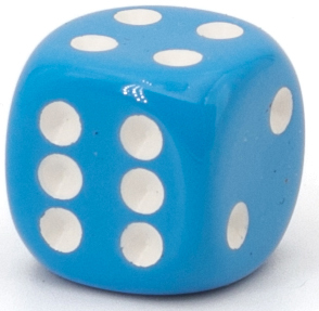 50mm Würfel in hellblau / weiß Satt