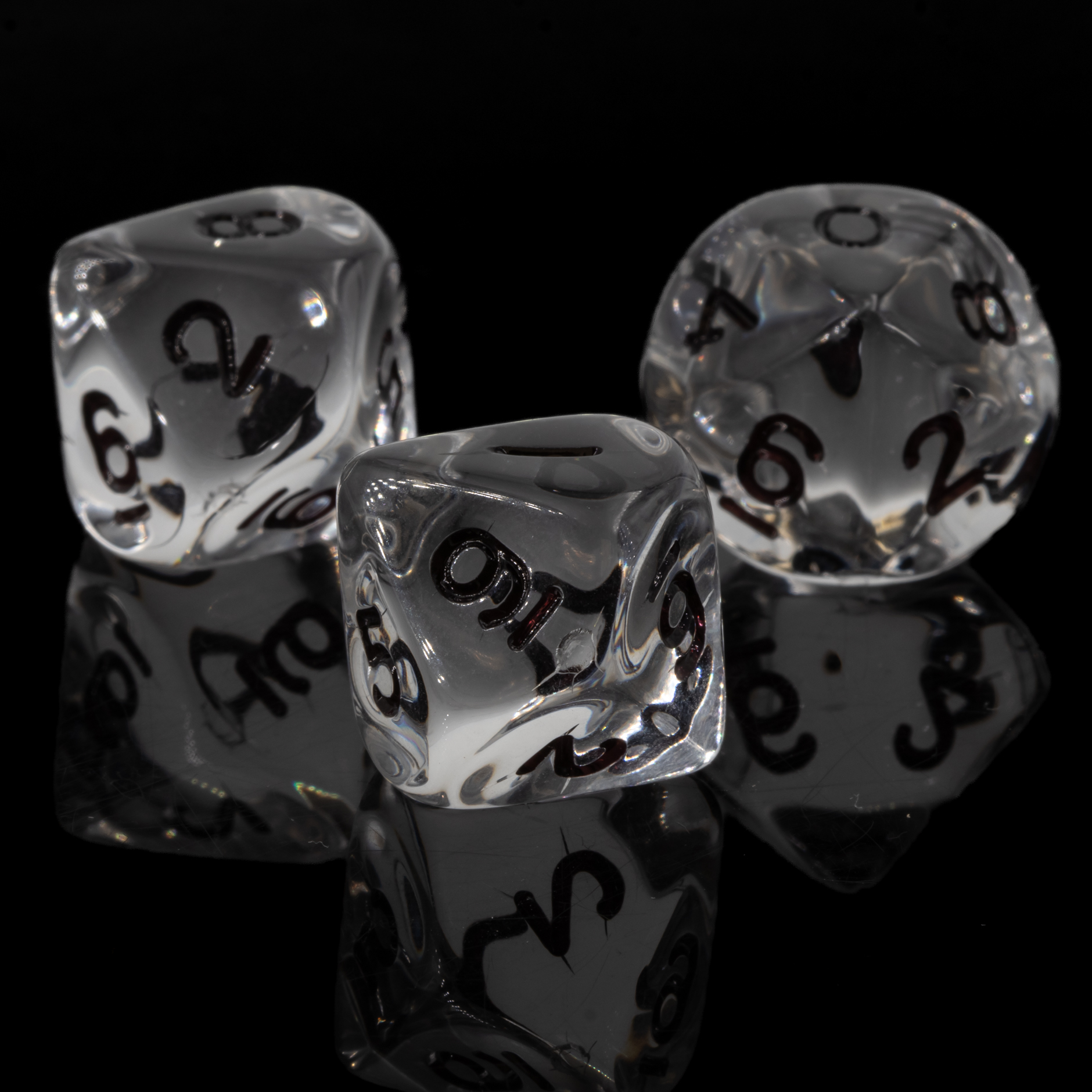 W10 Würfel in glasklar transparent / schwarz Transparent