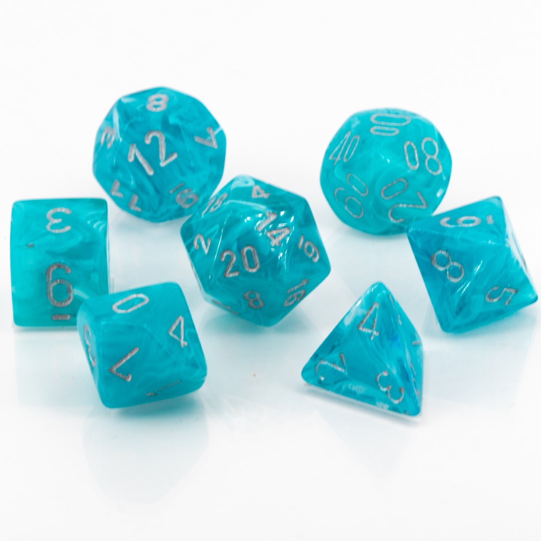 Cirrus®  Polyhedral Aqua / silber 7-Würfel Set