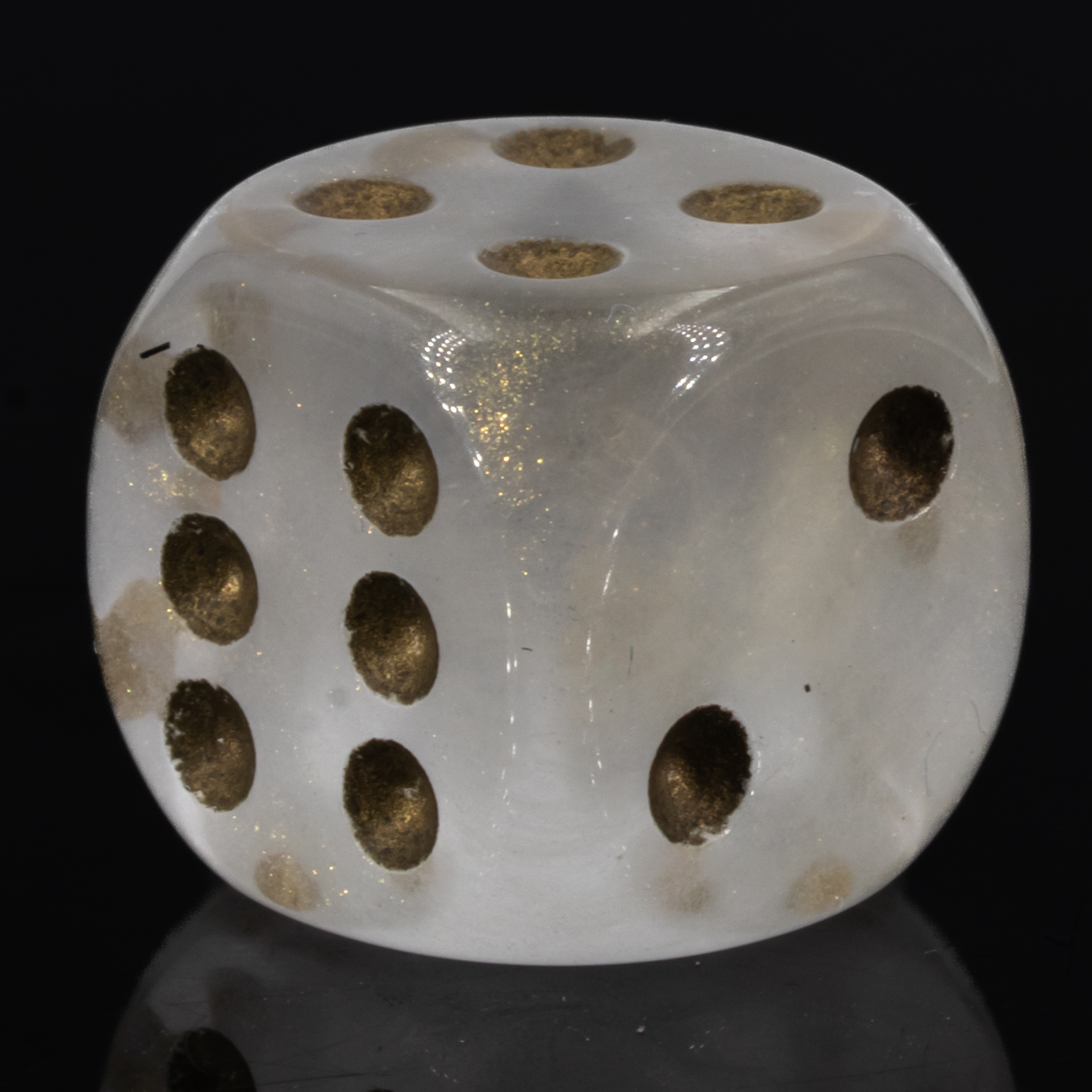 16mm Würfel in goldstaub / gold Transparent, Opal, Glitter, Seide