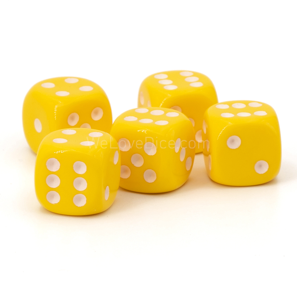 18mm Würfel in gelb / weiß Satt