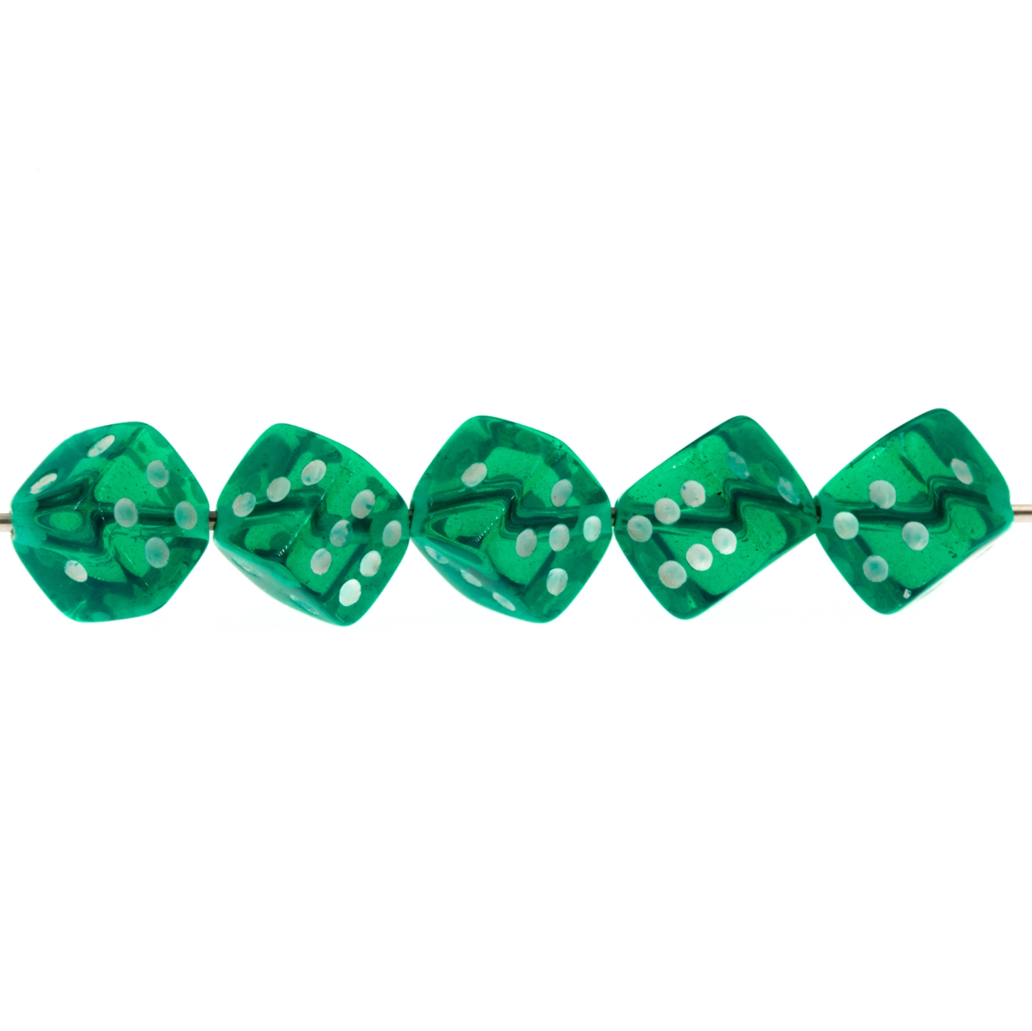 8mm Würfelperle  - grün / weiß  Transparent, 