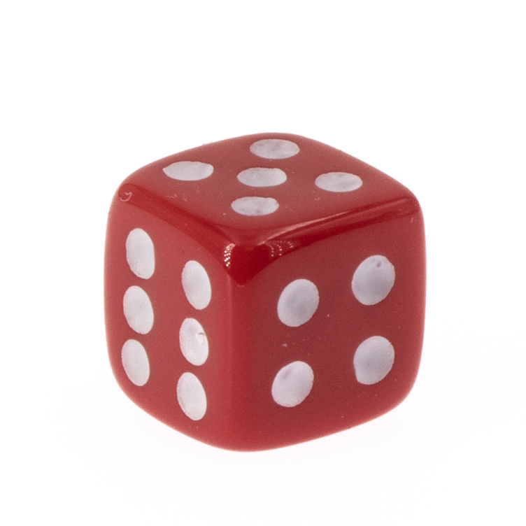 7mm Würfel in rot / weiß Satt