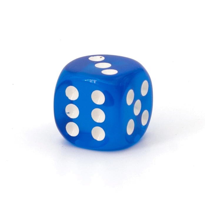 14mm Würfel in blau / weiß Transparent