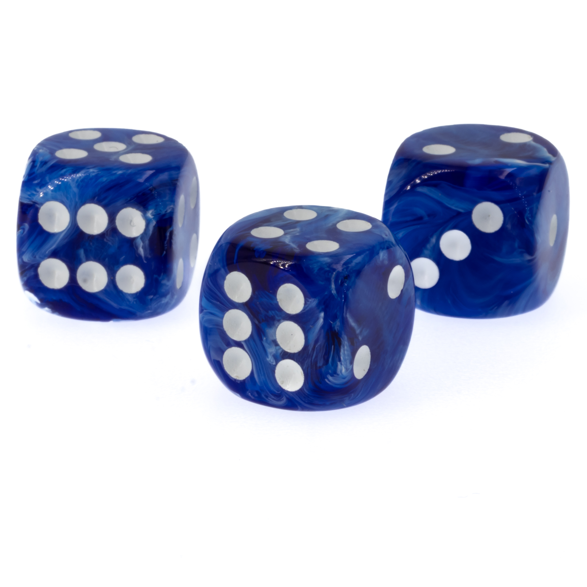 14mm Würfel in blau / weiss Marmor