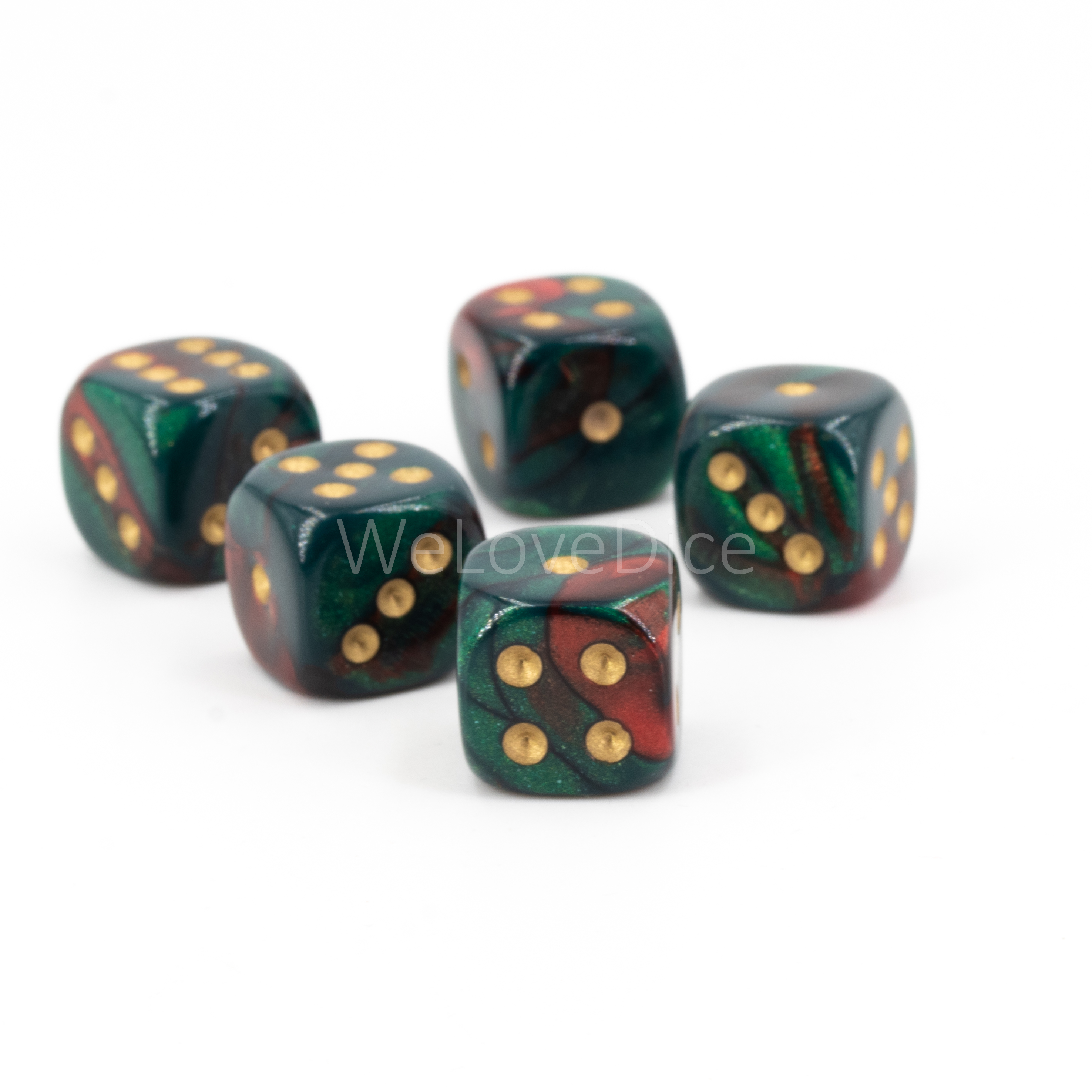12mm Würfel in grün rot / weiß 2-Ton