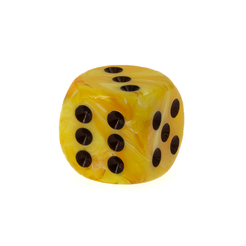 14mm Würfel in gelb / schwarz Marmor