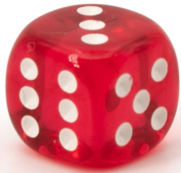 14mm Würfel in fuchsia / weiss Transparent