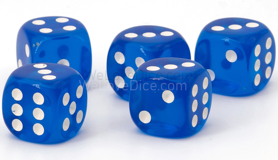 10mm Würfel in blau / weiß Transparent