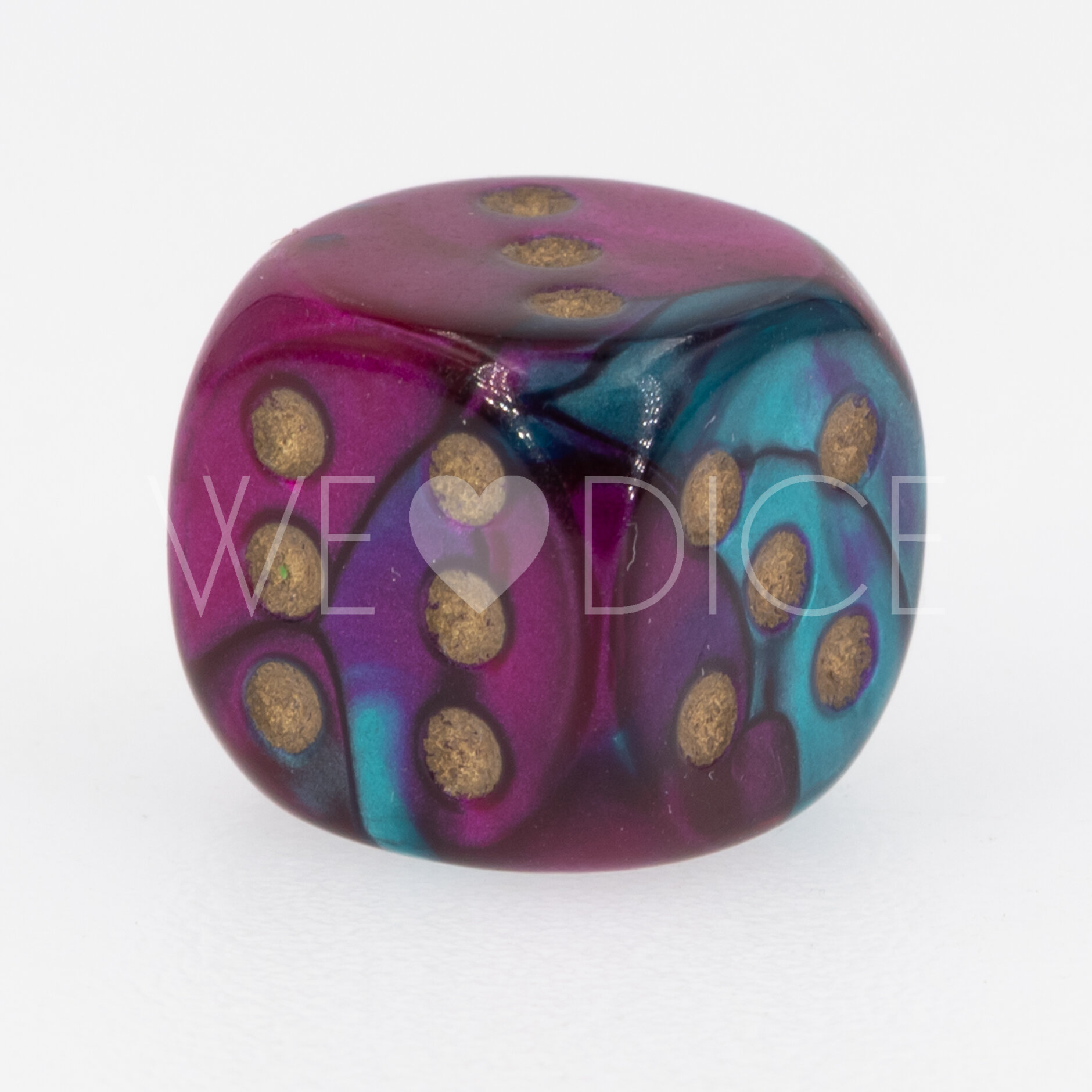 12mm Würfel in Lila-Blaugrün / gold Gemini®
