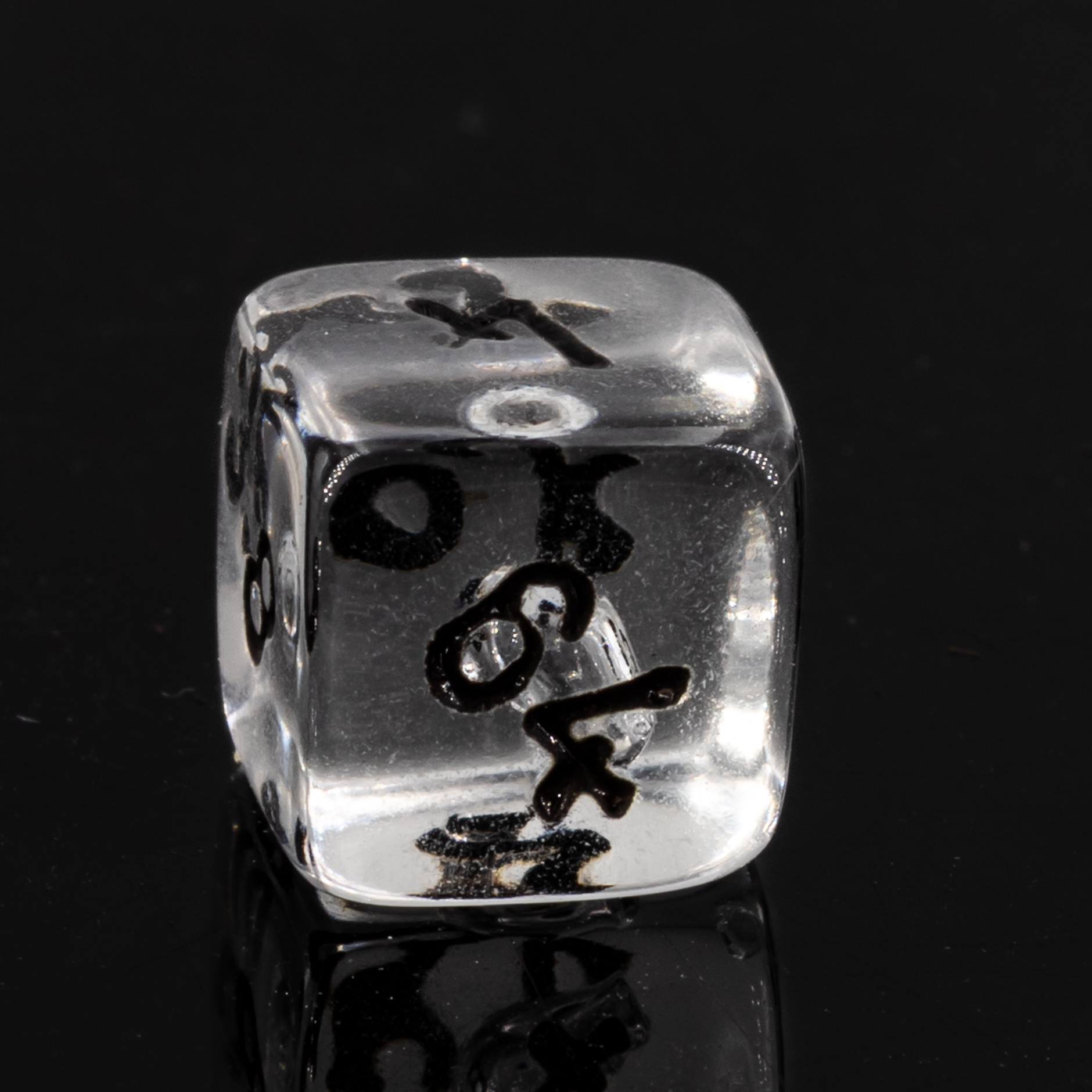 10mm Verdopplungs-Würfel in glasklar transparent / schwarz Transparent