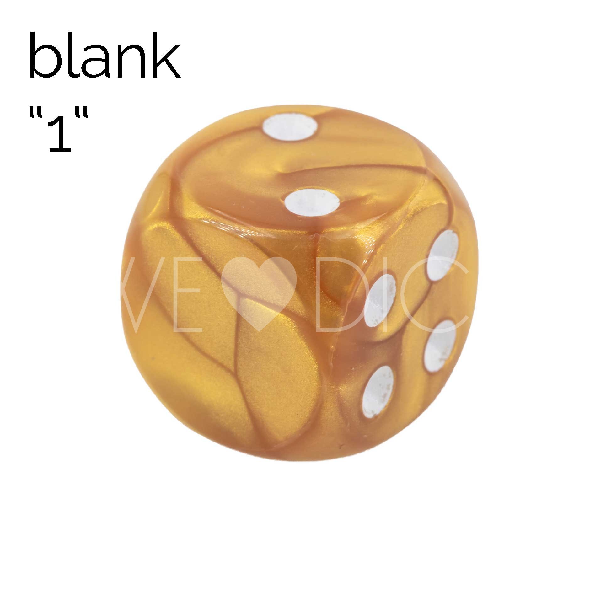 16mm Würfel in goldgelb / weiss Seide ohne "1"