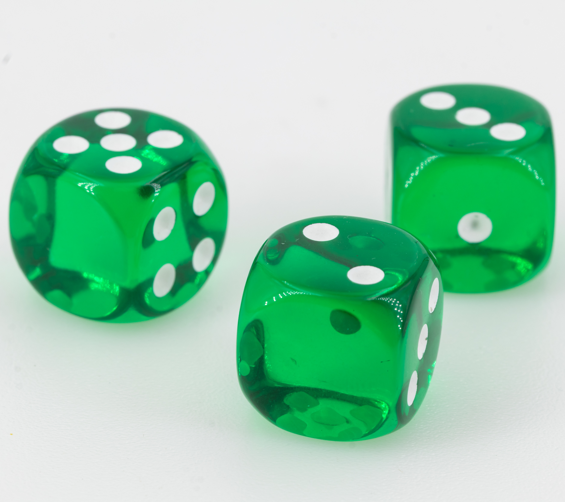 16mm Würfel in Grün / weiß Transparent ohne "6"