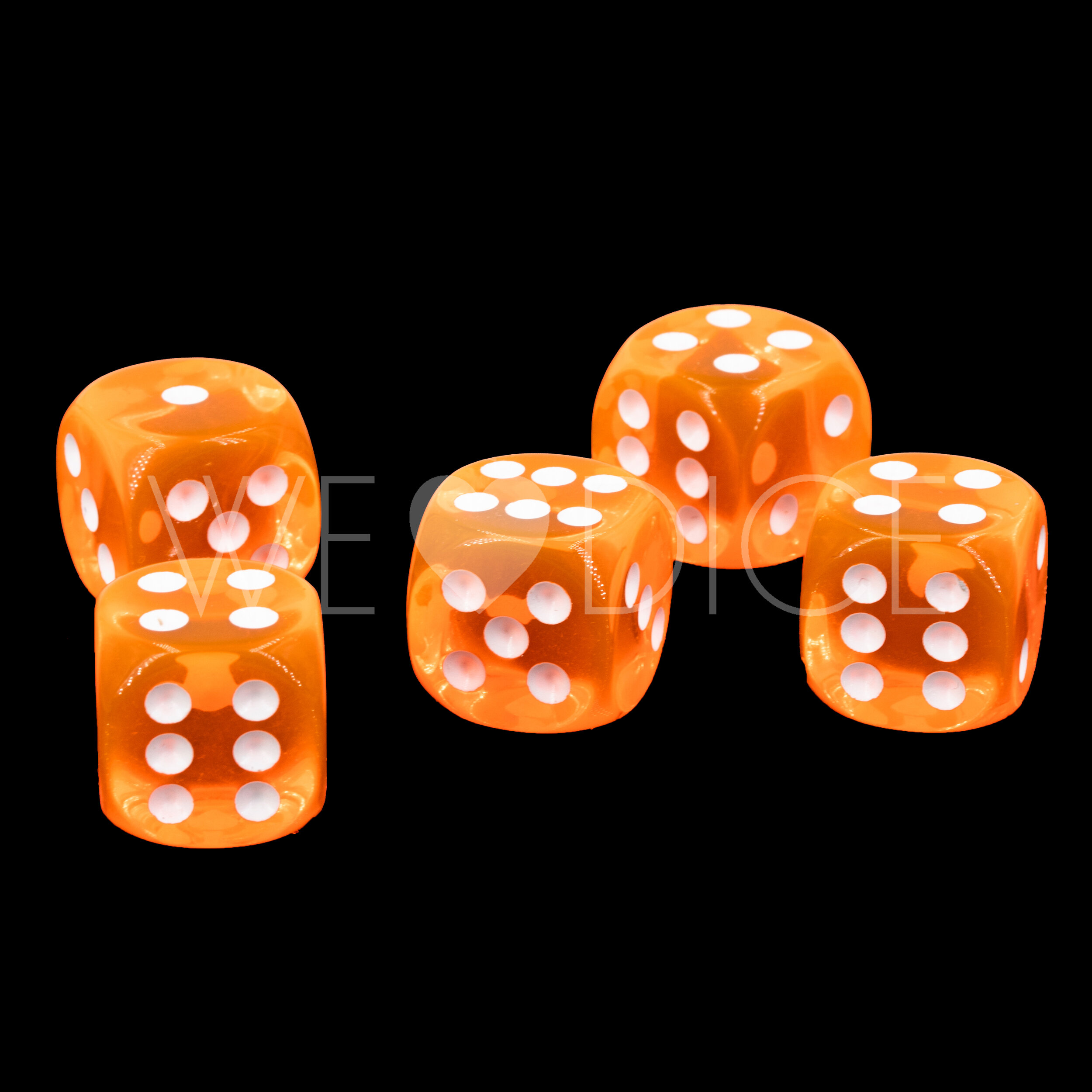 12mm Würfel in neon orange / weiß Transparent