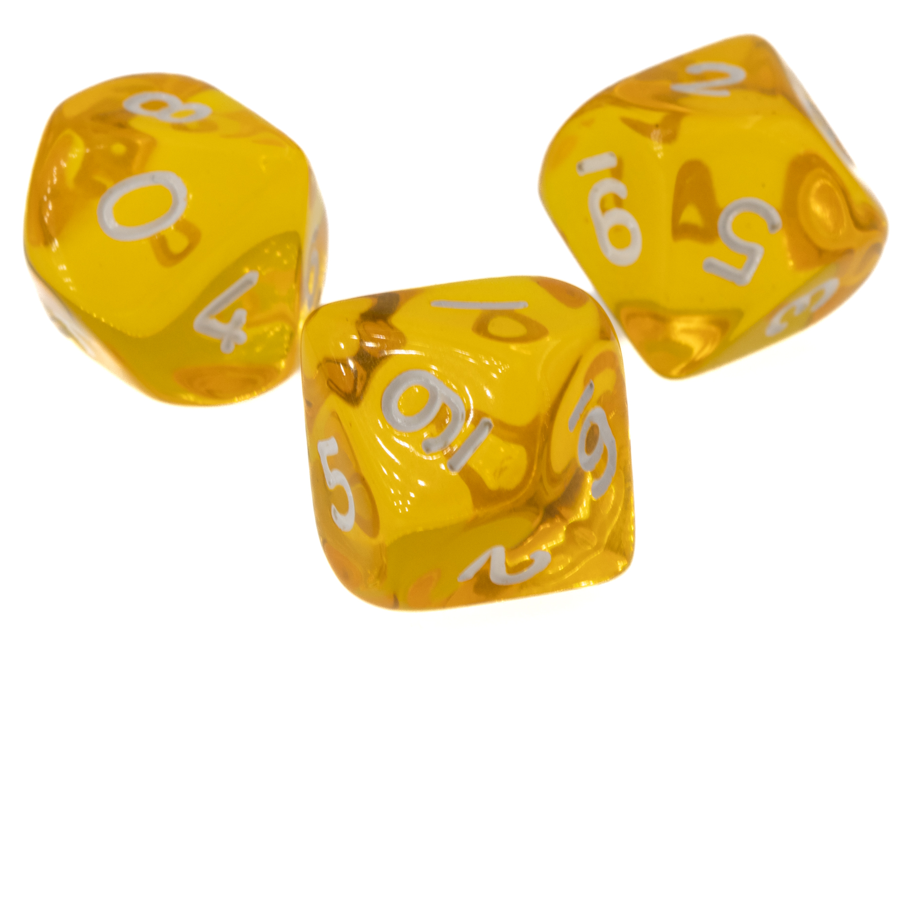 W10 Würfel in gelb transparent / weiß Transparent