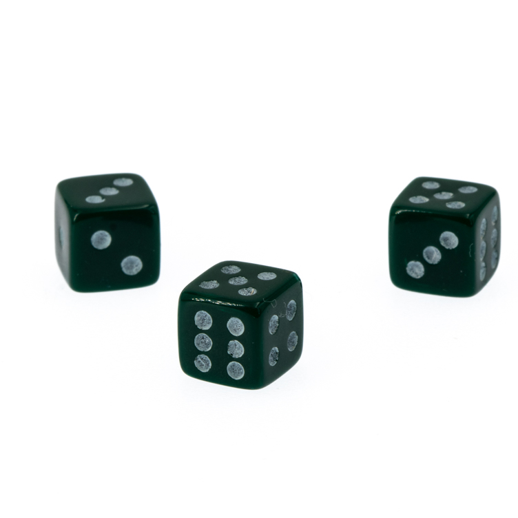5mm Würfel in dunkelgrün / weiß Satt