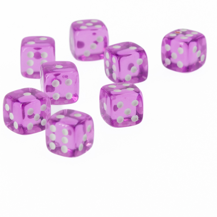 8mm Würfel in flieder / weiß Transparent