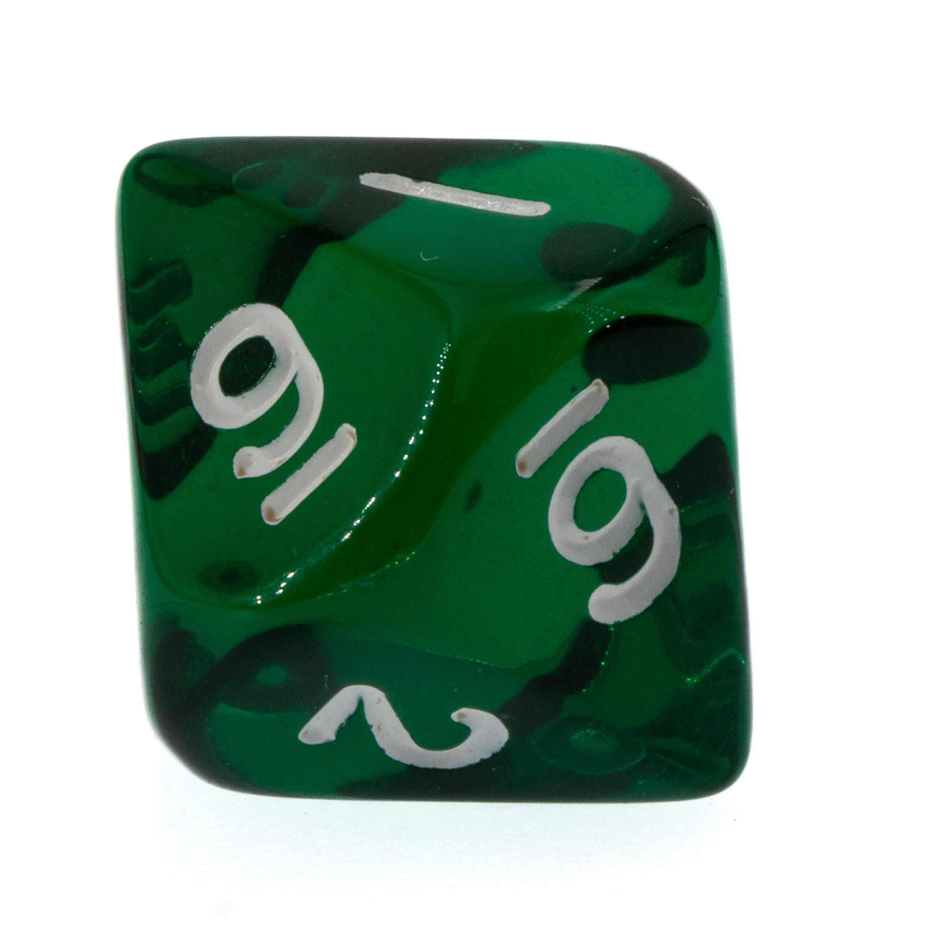 W10 Würfel in dunkelgrün transparent / weiß Transparent