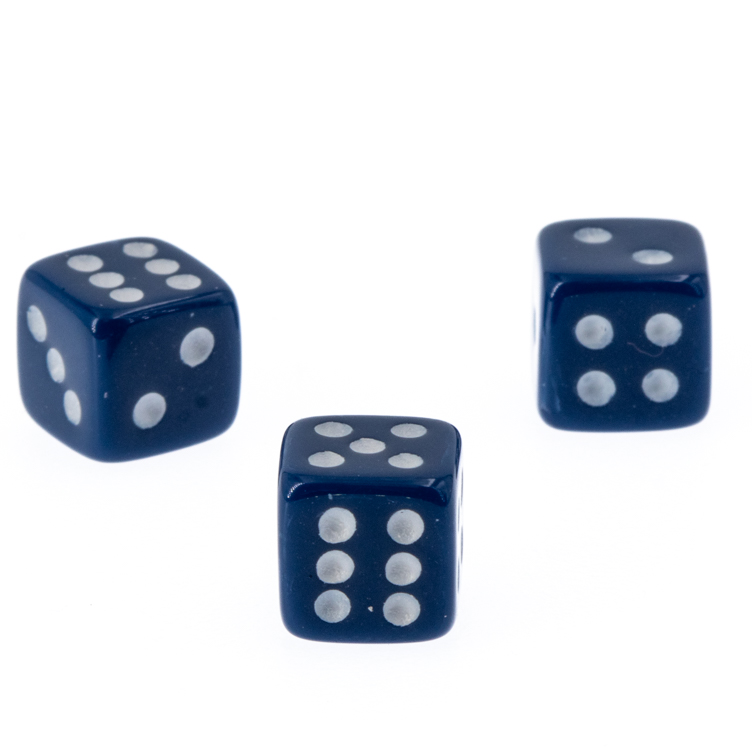 8mm Würfel in dunkelblau / weiß Satt
